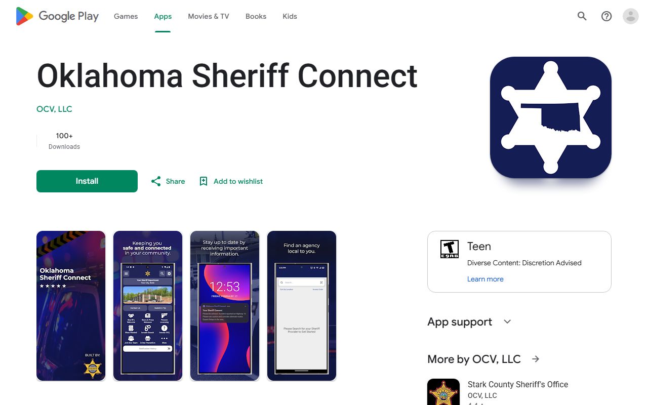 Oklahoma Sheriff Connect app page related to Kay County jail and inmate records
