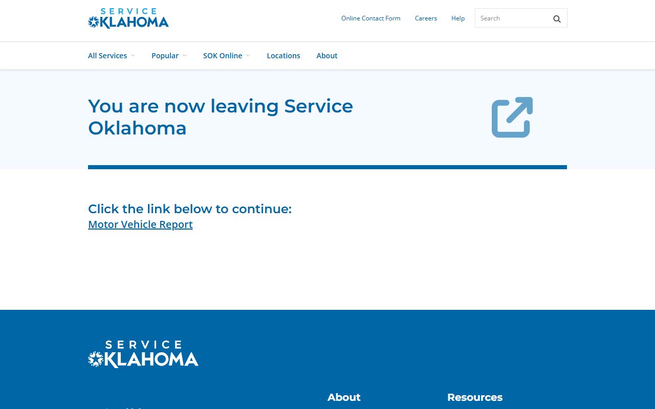 Service Oklahoma motor vehicle report routing distinct from Kay County court records
